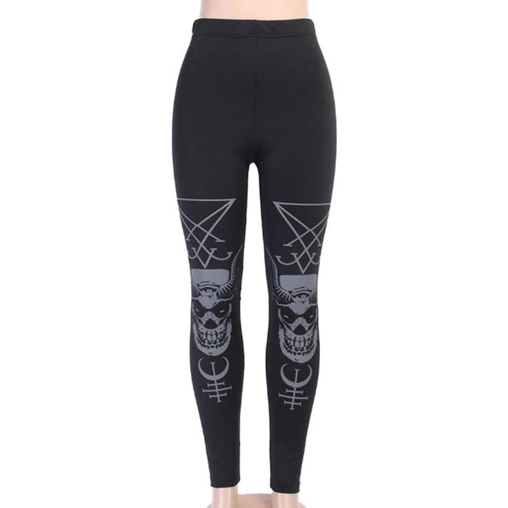 Skull Print Satanic Leggings